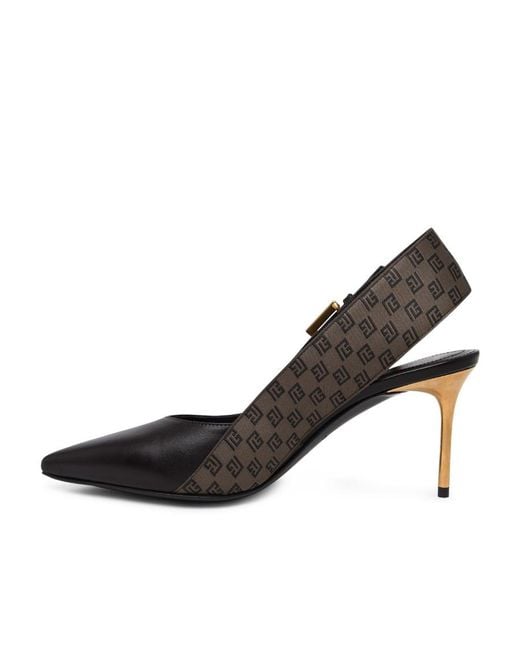 Balmain Black Ruby 75Mm Monogram-Jacquard Slingback Pumps