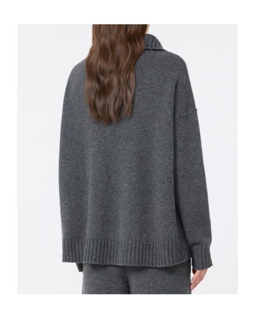 Max Mara Gray Cashmere Yarn High-Neck Sweater