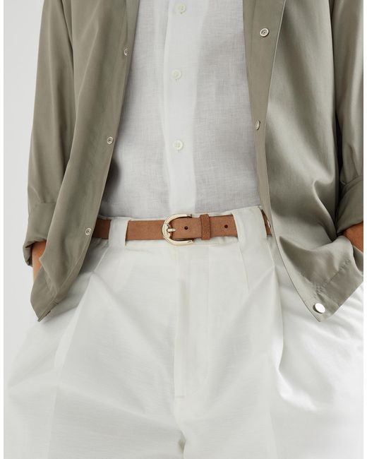Brunello Cucinelli White Keeper Loop Leather Belt for men