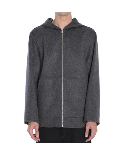 Bottega Veneta Gray Hooded Wool Jacket for men