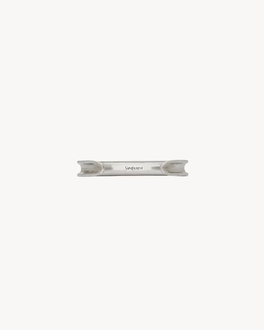 Saint Laurent White Groove Cuff for men