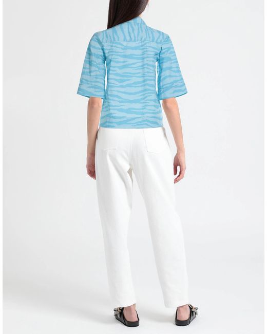 Ganni Blue Two-Tone Shirt
