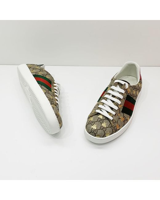 Gucci Green Ace Gg Supreme Lace-Up Sneakers