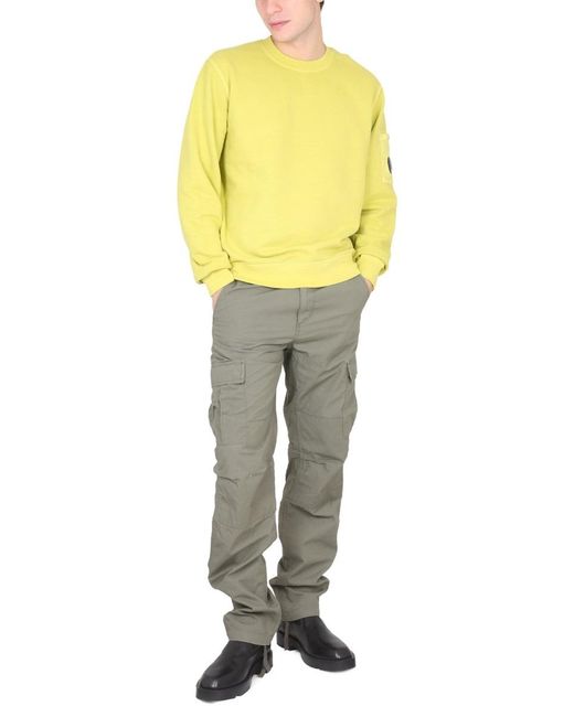 C P Company Yellow Emerized Diagonal Fleece Sweatshirt for men