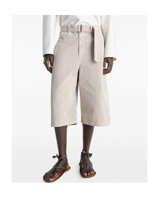 Lemaire White Denim Shorts With Belt Loops for men