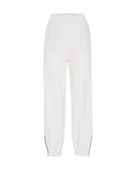 Brunello Cucinelli White Elasticated Waistband Trousers
