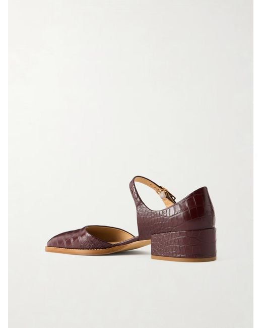 Gabriela Hearst Brown Riley Croc-Effect Leather Mary Jane Flats