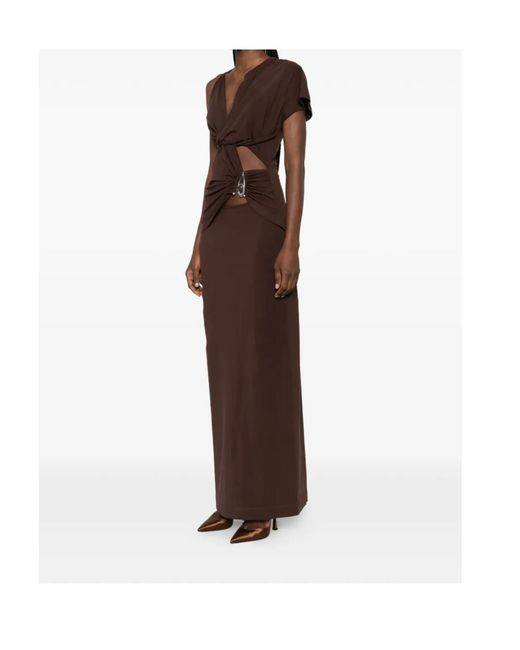 Christopher Esber Brown Crystal-Pendant Twisted Maxi Dress