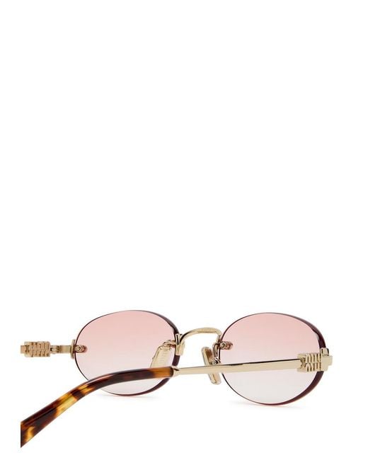 Miu Miu White Rimless Oval-Frame Sunglasses