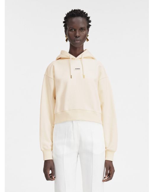 Jacquemus White Logo Patch Drawstring Hoodie