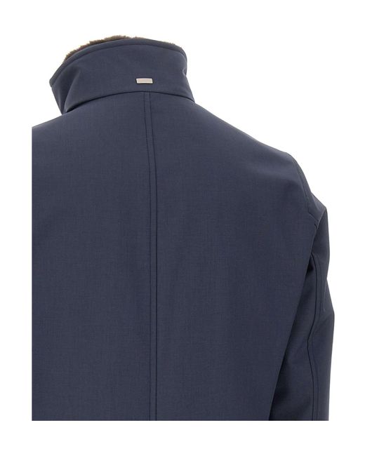 Herno Blue Faux Fur Collar Parka for men