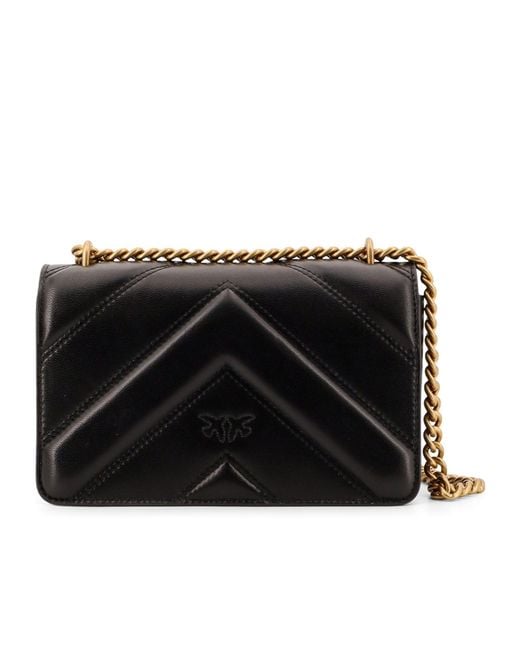 Pinko Black Love One Chain Linked Mini Crossbody Bag