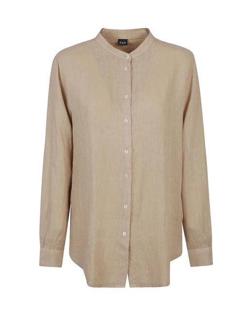 Fay Natural Long-Sleeved Button-Up Shirt