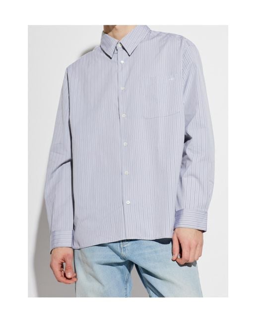 A.P.C. White Button-Up Striped Shirt for men