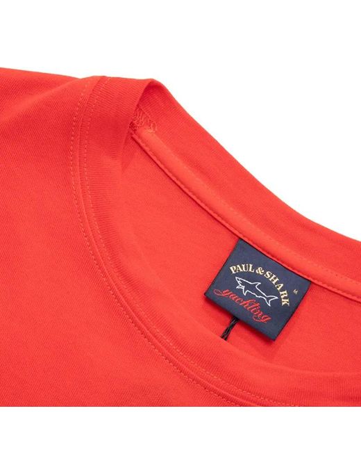 Paul & Shark Red T-Shirt With Round Neck And Long Sleeves for men
