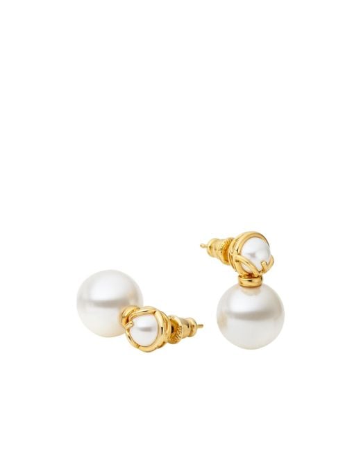 Fendi White F Is Embellished Earrings