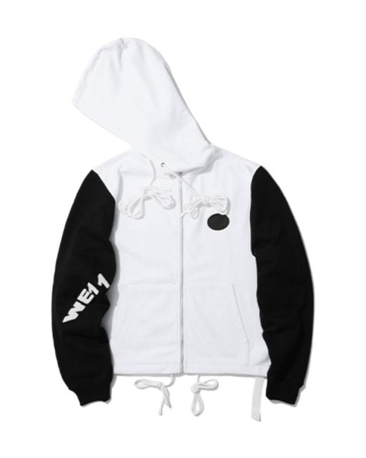 we11done Black Logo Hooded Casual Jacket for men