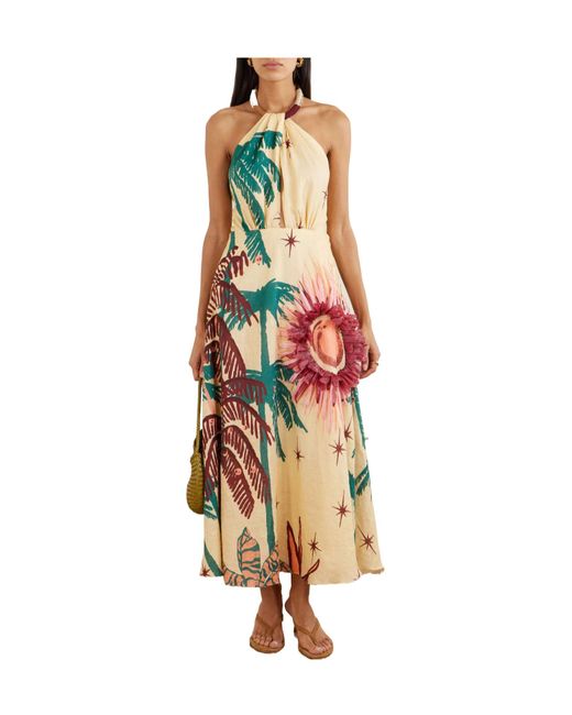 Johanna Ortiz Red Halterneck Maxi Dress