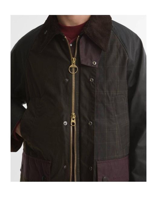 Barbour Black Patchwork Os Bdl Buttoned Wax Jacket for men