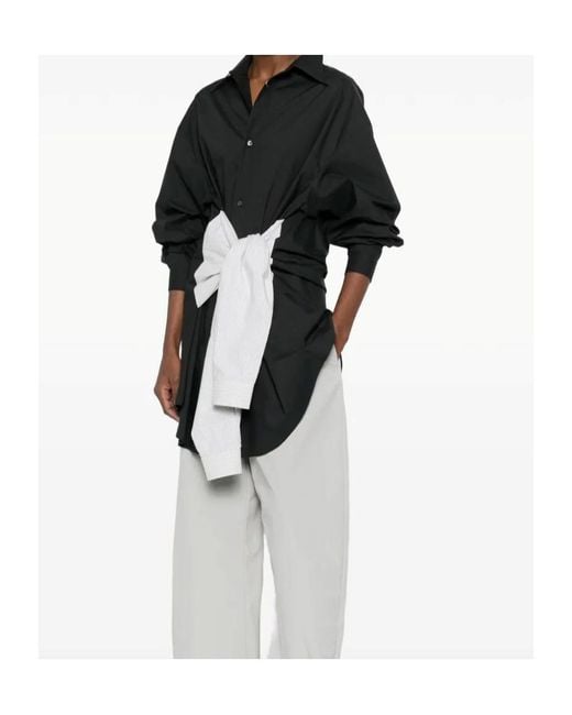 MM6 by Maison Margiela Black Striped Panelled Shirt