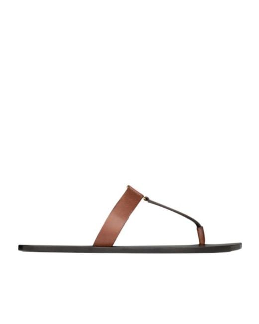 Saint Laurent Brown Babylone Thong Flat Sandals