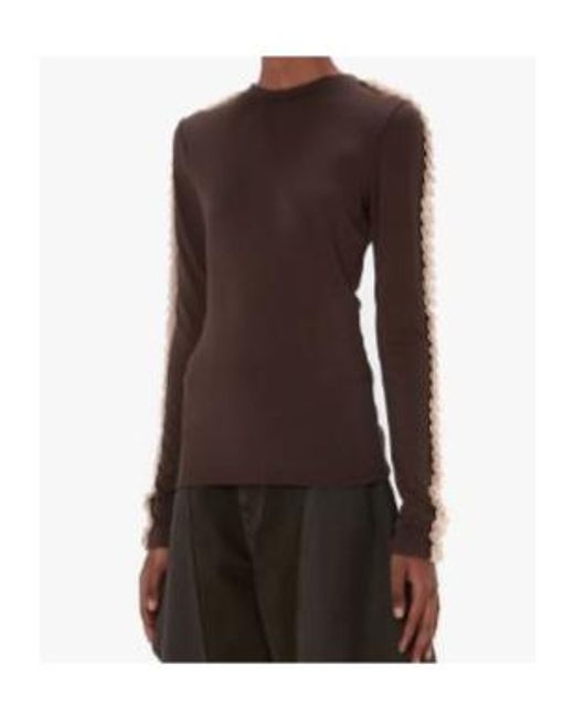 J.W. Anderson Brown Pleated-Trim Long-Sleeve Top