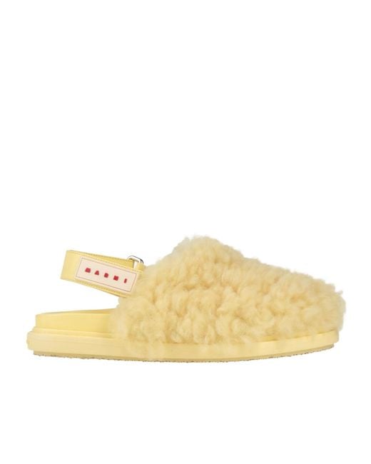 Marni Yellow Shearling Mules
