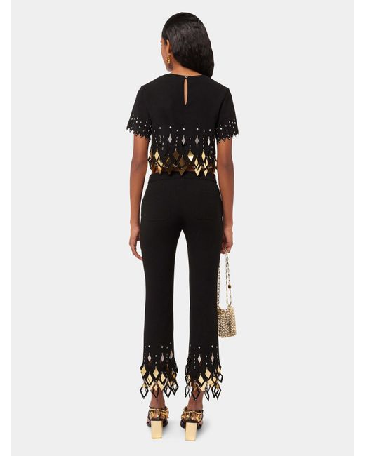 Rabanne Black Studded-Ankles Cropped Trousers