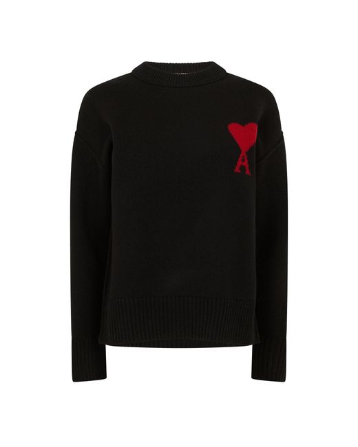 AMI Black Crew Neck Jumper