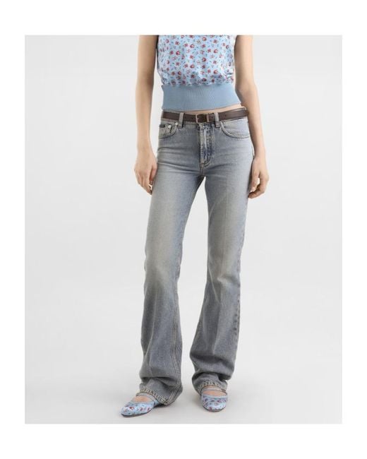 Dolce & Gabbana Gray Logo Plaque Jeans