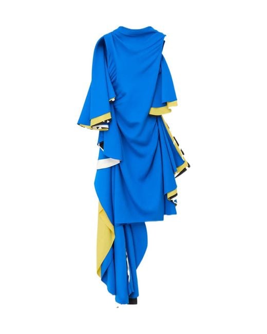 Loewe Blue Jersey Draped Dress