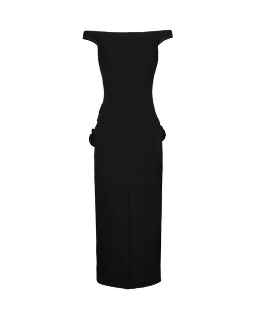 Magda Butrym Black Floral Side Cut Out Midi Dress