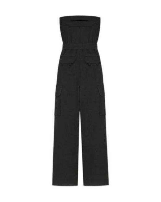 Saint Laurent Black Cassandre Strapless Jumpsuit