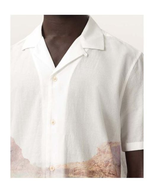 AllSaints White Monument Short Sleeve Boxy Shirt for men