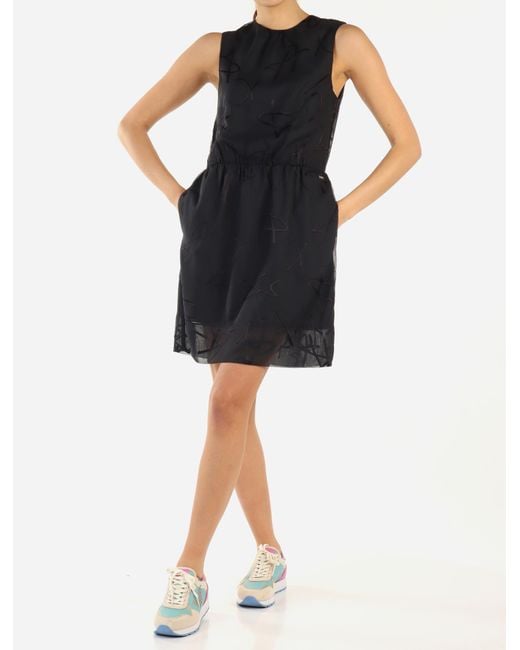 ARMANI EXCHANGE Blue Graphic-Print Sleeveless Dress