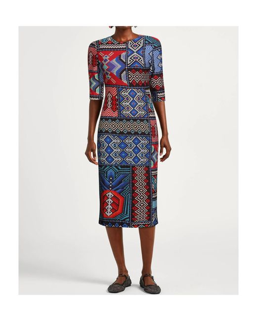 Farm Rio Blue Round Neck Dress