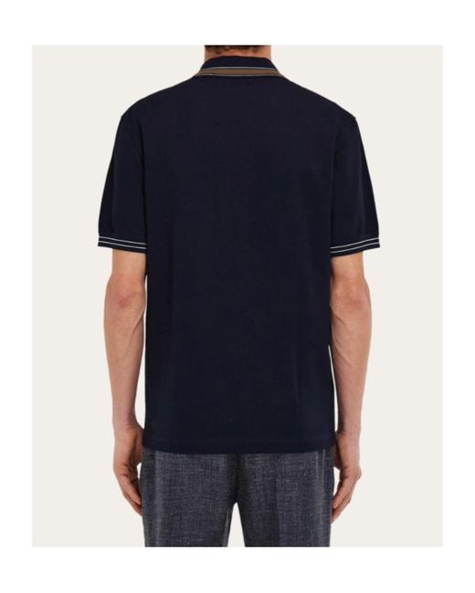 Ferragamo Blue Ferragamo Short Sleeved Polo Shirt for men