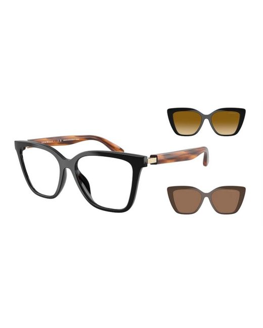 Emporio Armani Black Square Frame Clip-On Sunglasses
