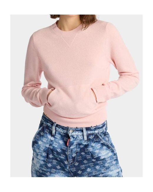 DSquared² Pink Signature Destroyed Knit Pullover