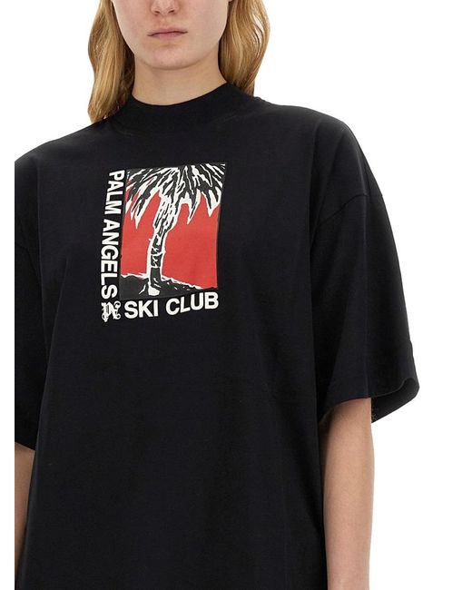 Palm Angels Black Graphic Printed Crewneck T-Shirt