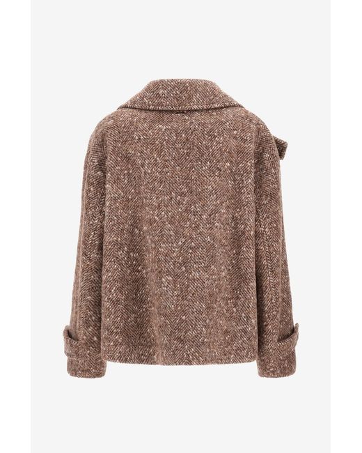 Herno Brown Double Breasted Tweed Jackets