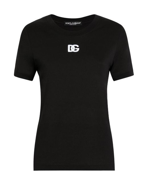 Dolce & Gabbana Black Dg Logo-Embroidered Jersey T-Shirt