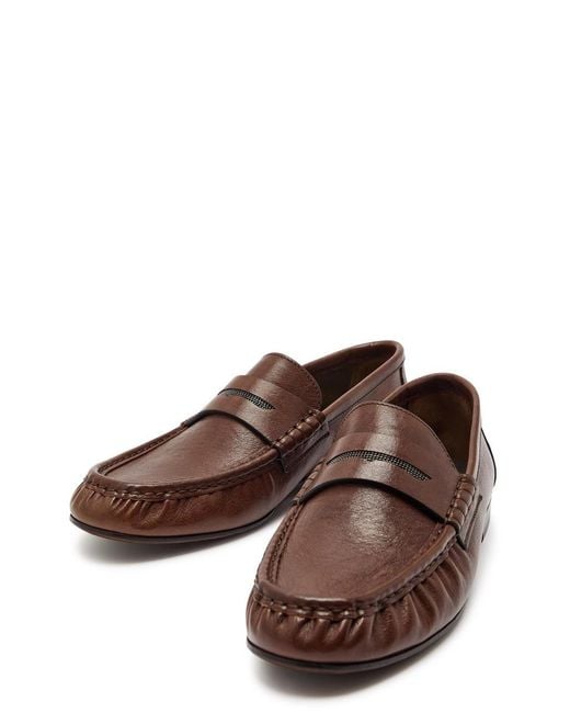 Brunello Cucinelli Brown Leather Loafers