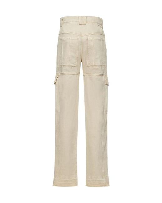 Isabel Marant Natural Vayoneo Cotton Denim Cargo Jeans