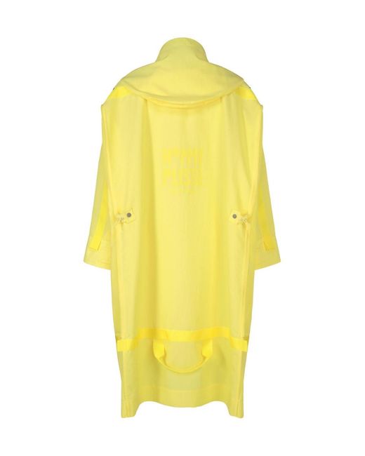 Homme Plissé Issey Miyake Yellow Carrier Carried Hooded Logo-Print Coat for men