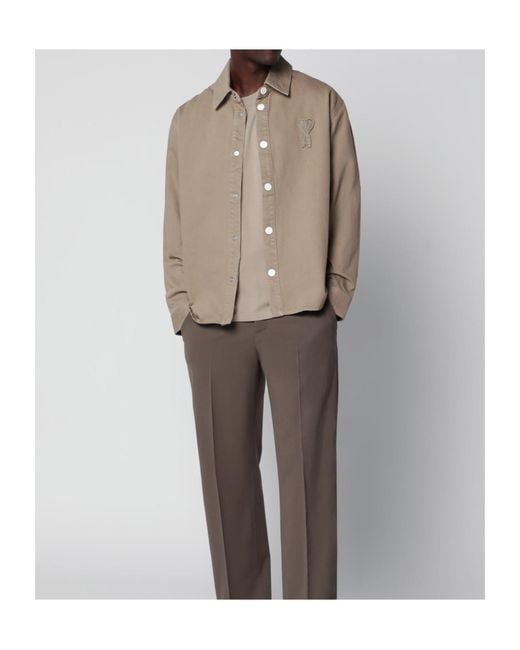 AMI Natural Collared Long-Sleeved Shirt for men