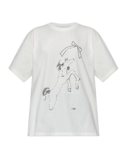 MM6 by Maison Margiela White Graphic Print T-Shirt