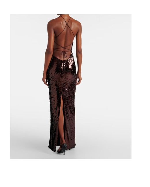 Magda Butrym Purple Floral-Applique Sequined Gown