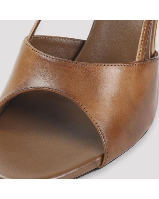 Miu Miu 85Mm Sling-Back Leather Sandals in Brown | Lyst