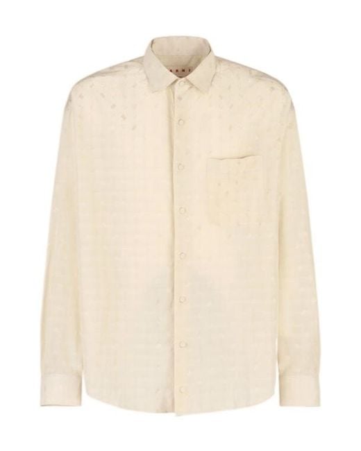 Marni Natural Geometric Jacquard Motif Oversized Shirt for men